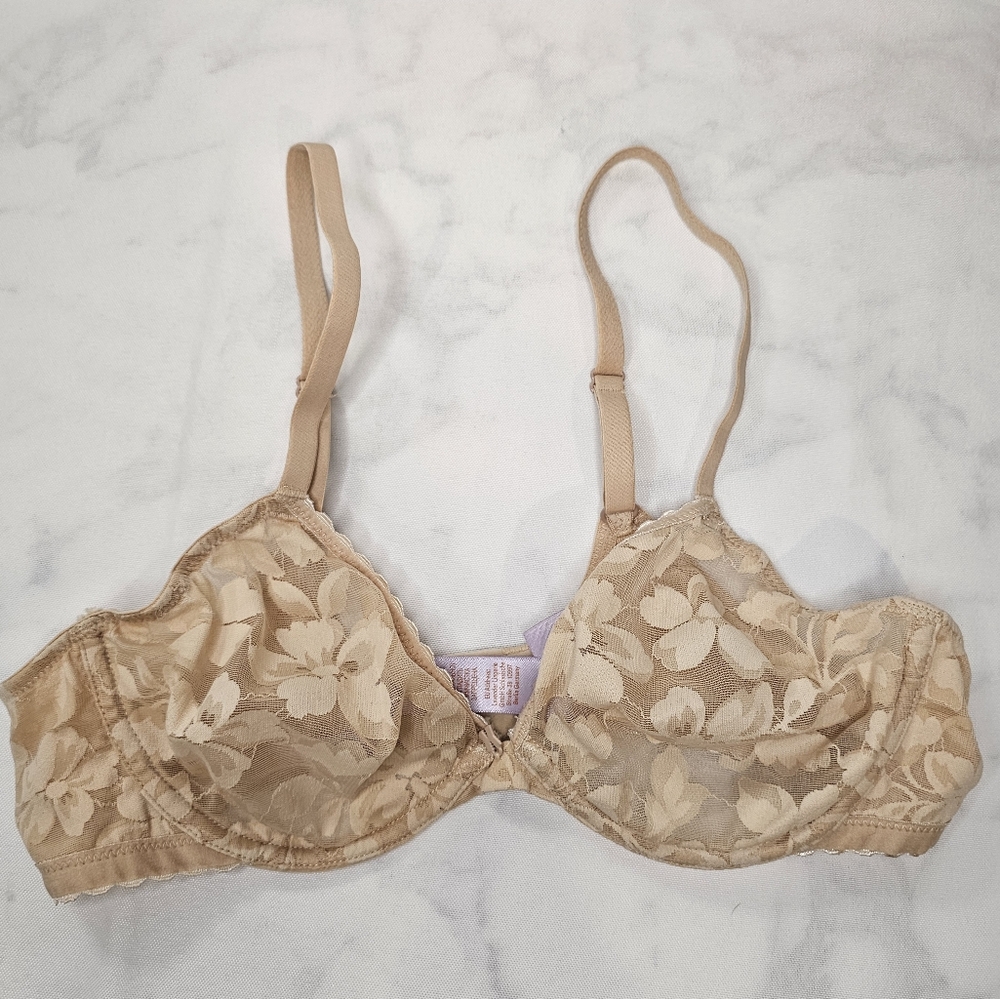 Savage X Fenty Cream Underwire Bra, Floral Lace, Size 34B